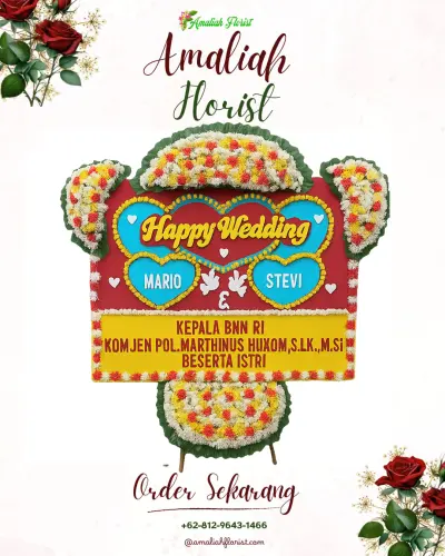 Karangan Papan Bunga Pernikahan di Cisayong